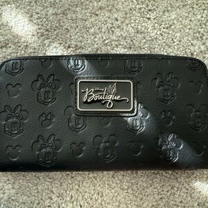 Disney Boutique Minnie Mouse Black Pvc All Over Print Wallet